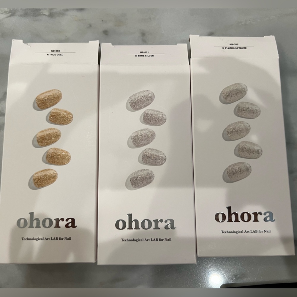 Ohora Semi Cured Gel glitter Nail Strips x3 set.